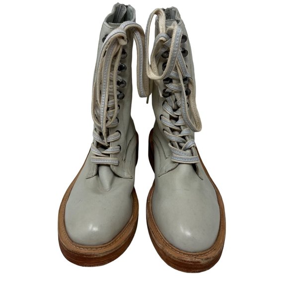 Free People Santa Fe Leather Lace-Up Boot in Cream Ecru EUR 40 USA 9.5 (Women's) - Picture 3 of 9
